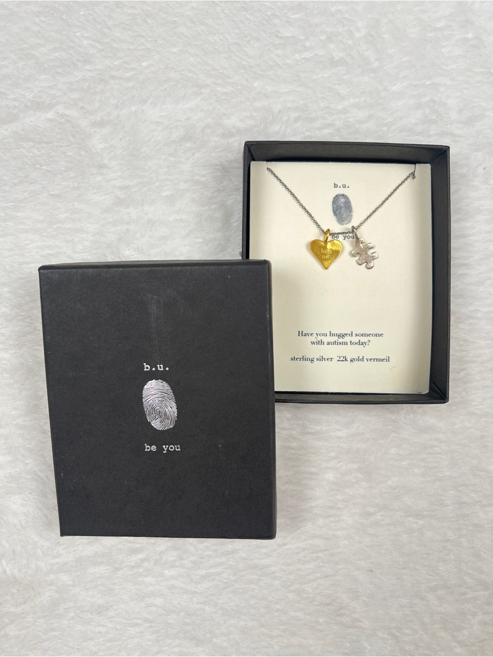 b.u. Be You Autism Awareness Sterling Silver & 22k Gold Vermeil Necklace NIB